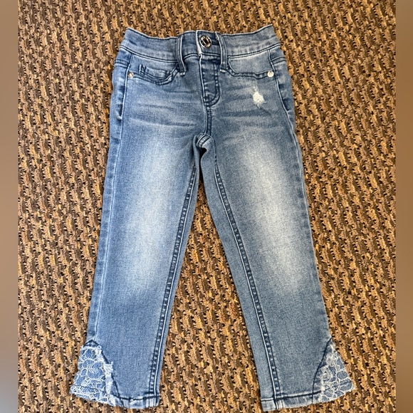 3/$25 🌼 Justice Girls Lace Hem Skinny Jeans Size 7 Slim - Picture 4 of 6